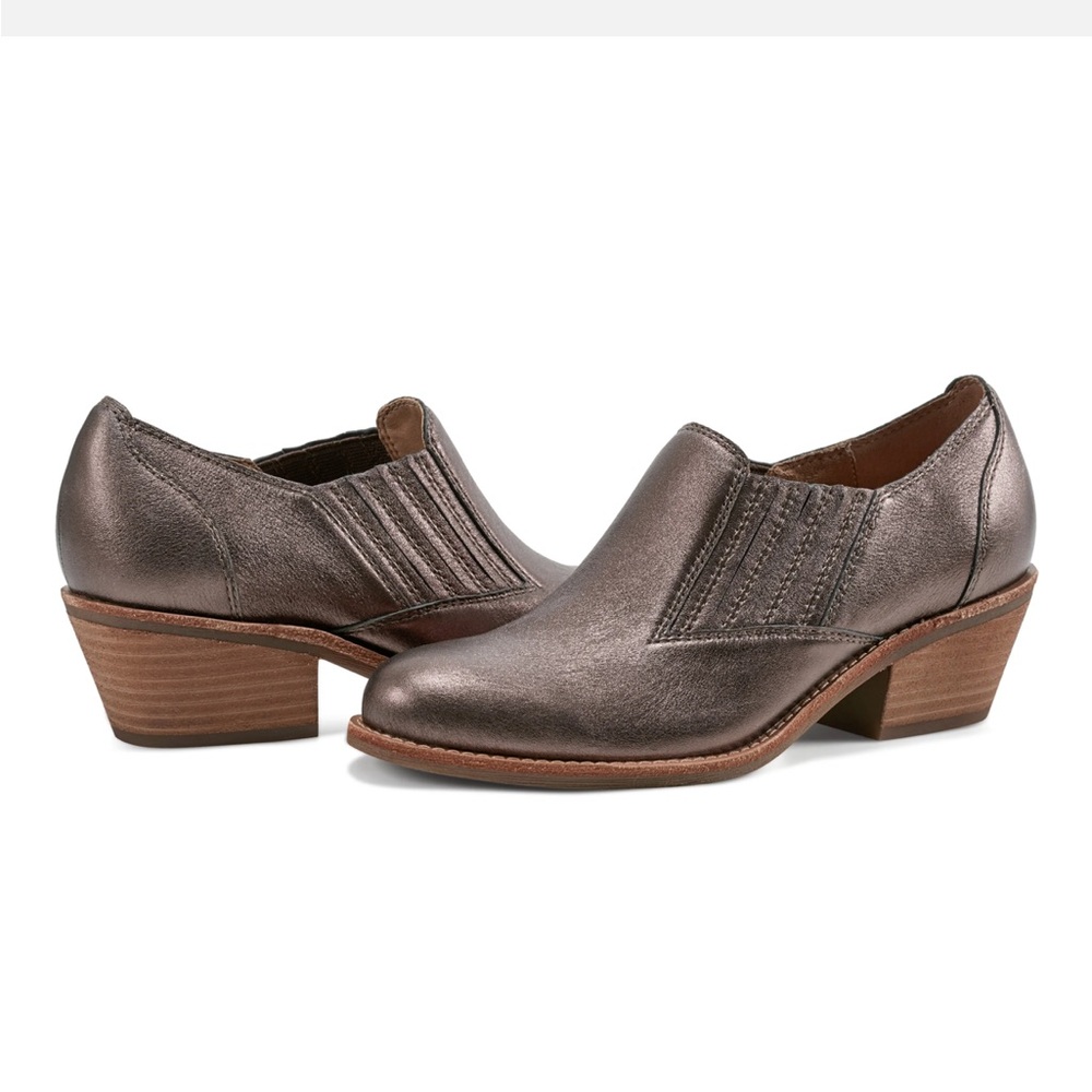 Earth Jalin Block Heel Slip-on Casual Booties size 5 Bronze